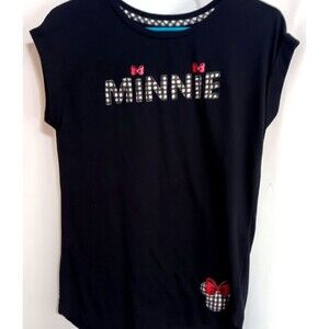 Disney Parks Sz S Women’s Minnie Mouse Black Tee Short Cuffed Sleeves